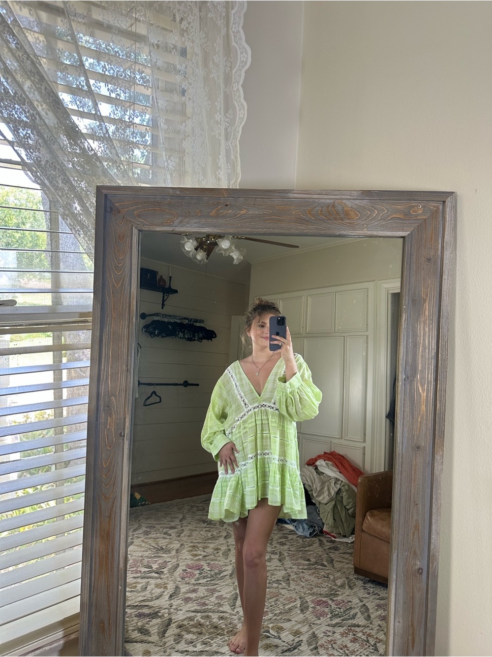 Free people time out plaid tunic top